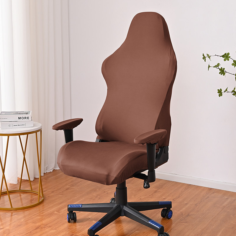 Split Office Chair Cover Gaming Burgundy Chair Covers Printed Stretch Computer Game Chair Slipcover for Leather Office Game Reclining Racing Ruffled Gamer Chair Protector