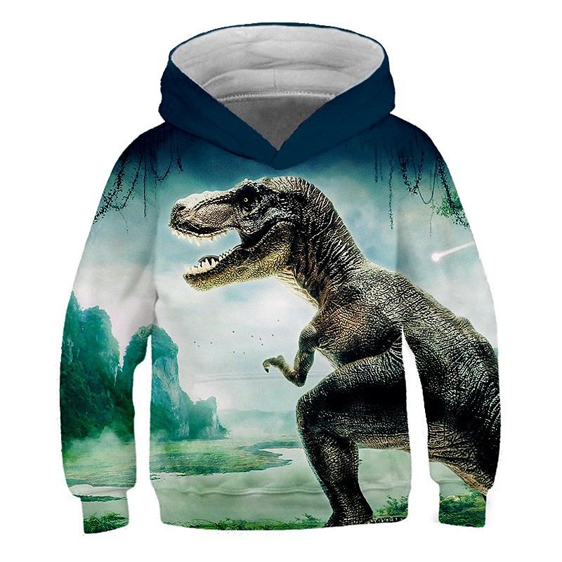 Kids Toddler Boys' Hoodie Sweatshirt Long Sleeve Dinosaur Fantastic Beasts 3D Print Color Block Animal White Blue Yellow Children Tops Active Streetwear Children's Day 2-12 Years
