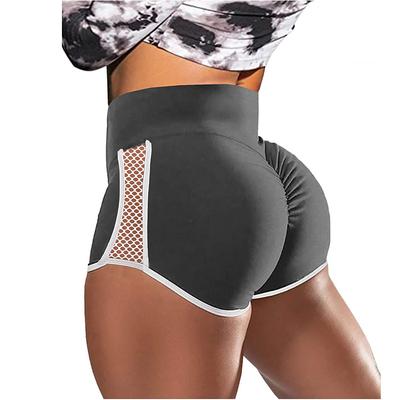 Women's Biker Shorts Short Leggings Scrunch Butt Ruched Butt Lifting Mesh Butt Lift Tummy Control High Waist Gym Workout Running Fitness Shorts Bottoms Solid Color Dark Grey Black Burgundy Spandex