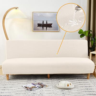 Water Resistant Sofa Bed Slipcover 1-Piece Stretch Burgundy Sofa Slipcover Armless Sofa Cover Furniture Protector Soft with Elastic Bottom for Kids, Spandex Jacquard Small Checks