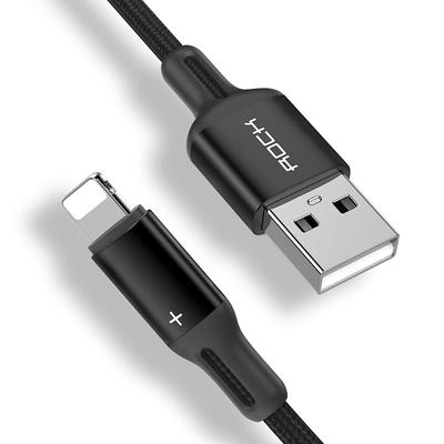 iPhone Charger 3.3ft 6.6ft ROCK Lightning Cable iPhone Charging Cord 2.4A Fast Charging Nylon Braided USB Cable Compatible with iPhone 14 Pro Max 13 Pro 12 11 XS Max 8 Plus 7