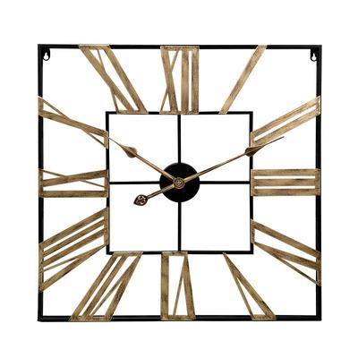 Large Wall Clock Roman Numeral Wall Clock Outdoor Garden Wall Clock Metal Square Skeleton Clock for Living Room Cafe Hotel Office Home Decor 58 cm