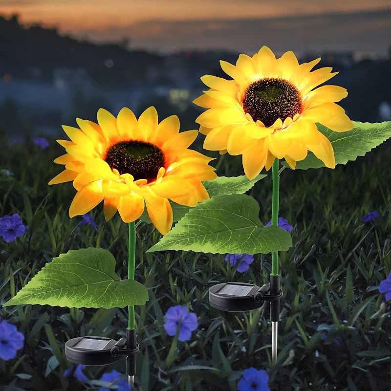Solar Powered Sunflower Lights, Solar Garden Lights, Outdoor Decorative LED Garden Flower Stakes for Pathway Lawn Decor