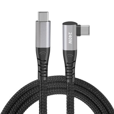 1 Pack USB 3.0 Cable 100W 3.3ft USB C to USB C 6 A Charging Cable Fast Charging High Data Transfer Nylon Braided Right Angle Durable For Macbook iPad Samsung Phone Accessory