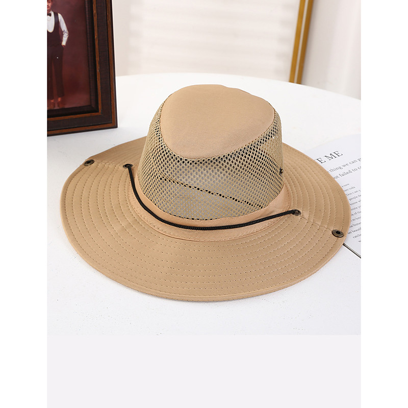 Men's Bucket Hat Sun Hat Fishing Hat Boonie hat Hiking Hat Black Dark Navy Cotton Mesh Wide Brim Stylish Casual Daily Outdoor clothing Holiday Plain UV Sun Protection Sunscreen