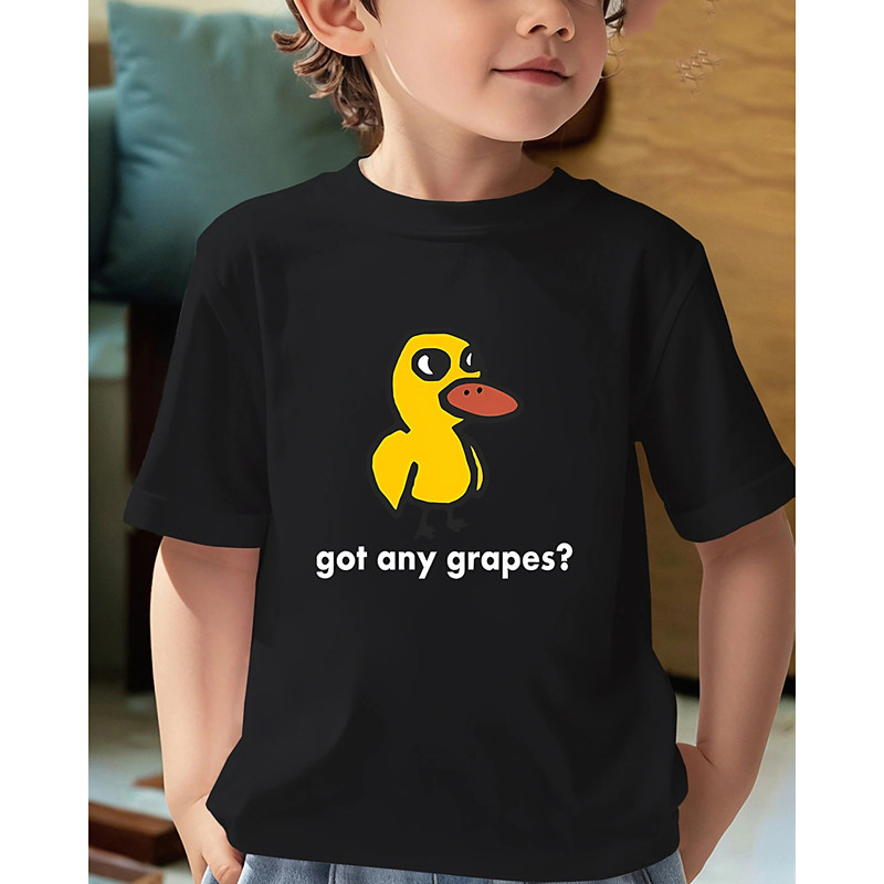 100% Cotton Kids Boys Black White Red Duck T shirt Tops Crew Neck Short Sleeve Vacation Casual Daily Wear Fashion Sport Print Summer