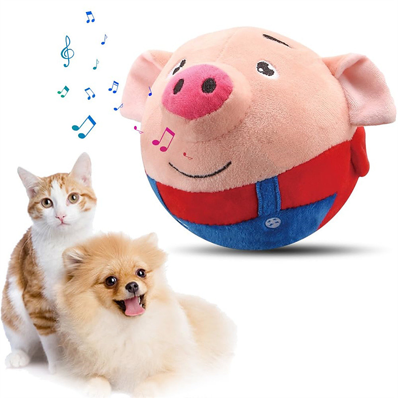 Active Moving Pet Plush Toy 2024 New Interactive Dog Toy for Boredom Squeaky Dog Toys for Small Dogs Moving Dog Ball Toy Pig Plush Sound Electronic Dog Toy Rechargeable Pet Bouncing Balls Toy