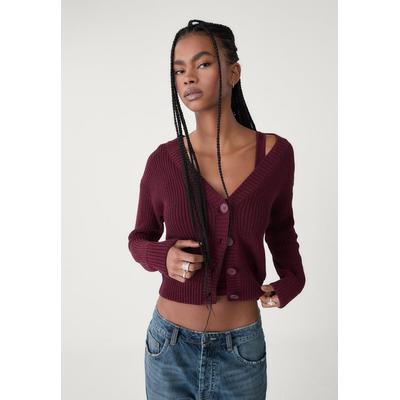 Stradivarius Button-up knit cardigan Burgundy M