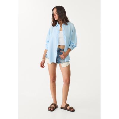 Stradivarius Linen blend shirt Denim blue XL