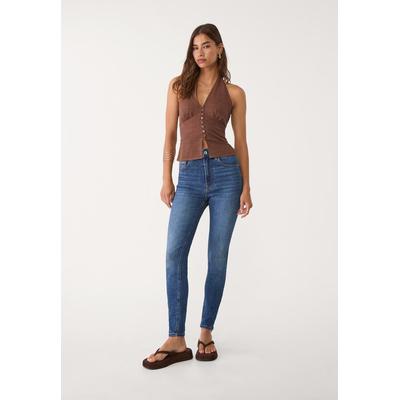 Stradivarius D09 Skinny super high-waist jeans Dark blue 16