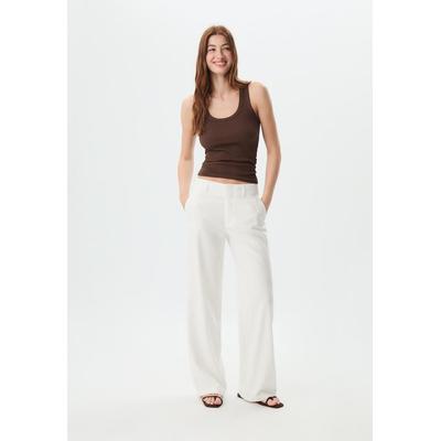Stradivarius Flowing linen blend straight-leg trousers Ecru 6