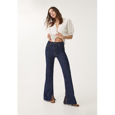 Stradivarius D74 Slit fit flared jeans RINSE BLUE DENIM 6