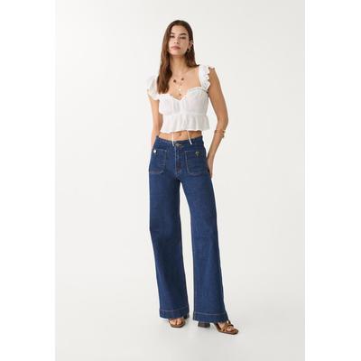 Stradivarius D77 Minimalist jeans with pockets Dark blue 12