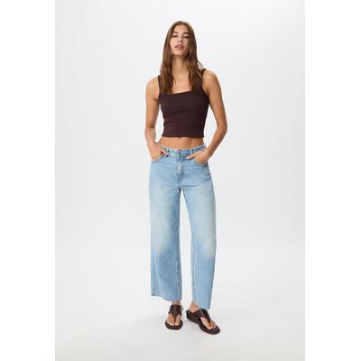 Stradivarius D96 cropped straight-fit jeans MEDIUM BLUE DENIM 8