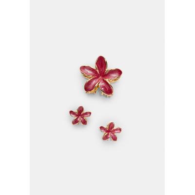 Stradivarius Pack of 3 floral hair clips Fuchsia OS