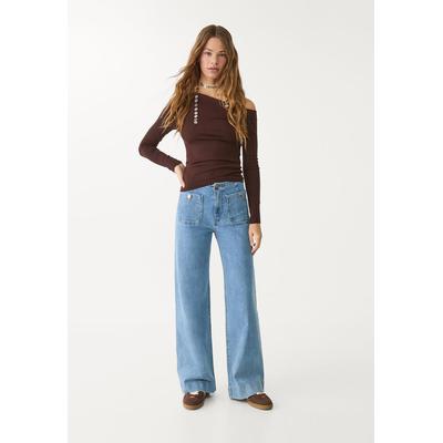 Stradivarius D77 Minimalist jeans with pockets Light blue 16
