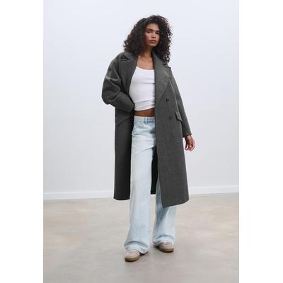 Stradivarius Oversize soft-touch coat Dark grey S