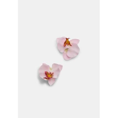 Stradivarius Set of 2 orchid flower hair clips Nude pink OS