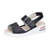 Keilsandalette WALDLÄUFER "H-DINA", Damen, Gr. 4 (37), blau (dunkelblau), Nubukleder, unifarben, klassisch, Schuhe, Klettschuh, Sandale, Sommerschuh in Komfortweite H (= sehr weit)