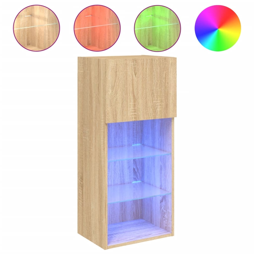 vidaXL TV-Schrank mit LED-Leuchten Sonoma-Eiche 40,5x30x90 cm Image