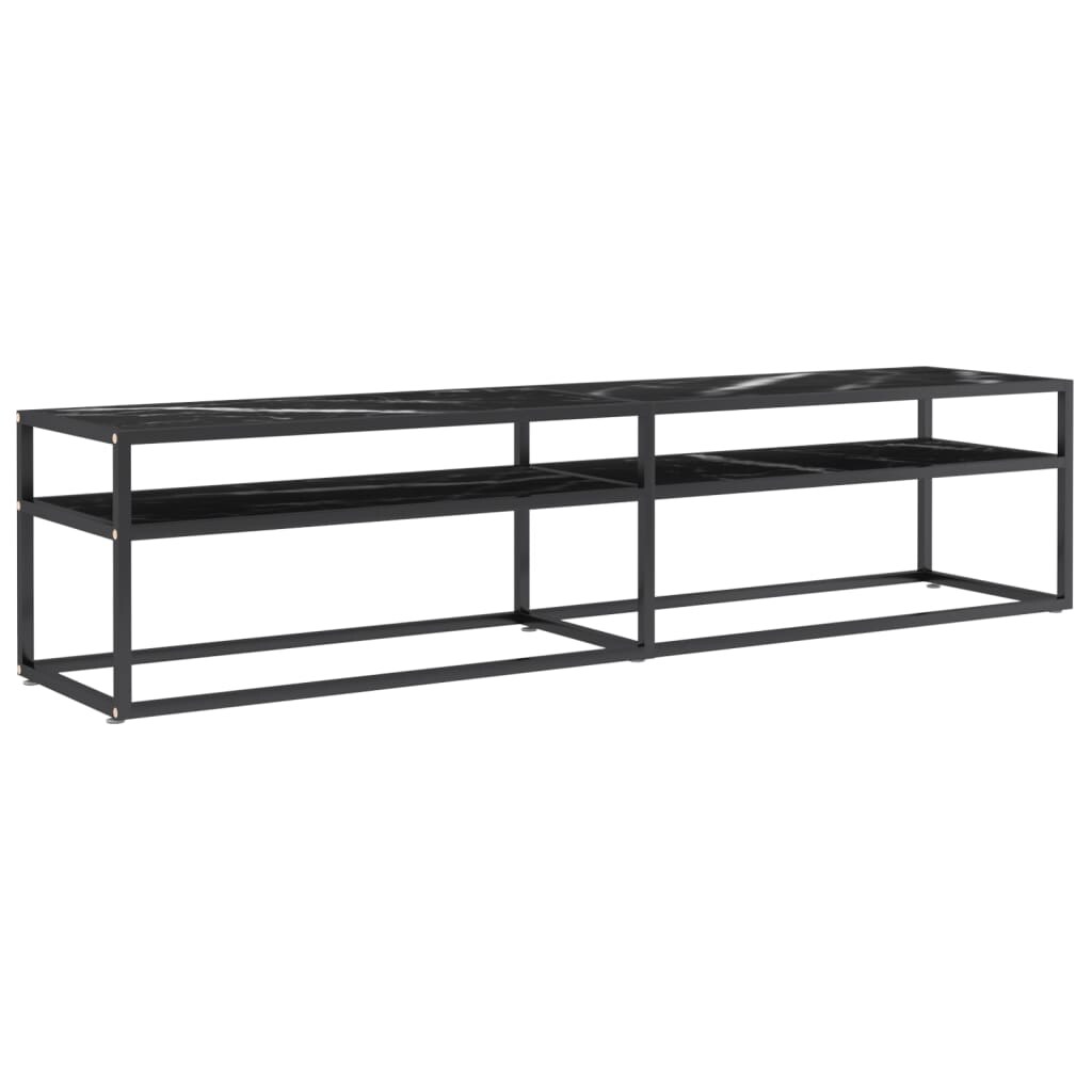 vidaXL TV-Schrank Schwarz Marmor-Optik 180x40x40,5 cm Hartglas Image