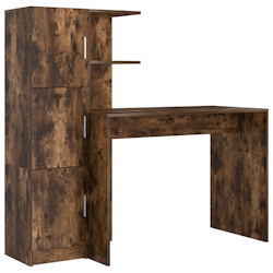 vidaXL Schreibtisch mit Stauraum Geräucherte Eiche Engineered Wood Image
