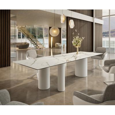 DELIFE Esstisch Edge 300x100 Keramik Calacatta Luxe Weiß-Gold-Grau Troa Metall Weiß, Esstische Image