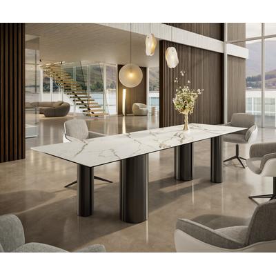 DELIFE Esstisch Edge 300x100 Keramik Calacatta Luxe Weiß-Gold-Grau Pilier Edelstahl Graphit, Esstische Image