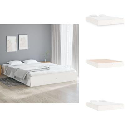 Massivholzbett Weiß 140x200 cm - Holzbett - Massivholzbette - Kiefernbett - Weißes Bett - Doppelbett Image