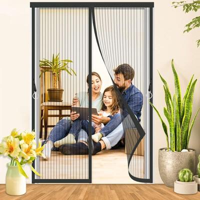 Magnet Fliegengitter Tür 120x220 - ANDIMEI Schwarzer Anti-Mücken-Magnet mit strapazierfähigem Netz, Image