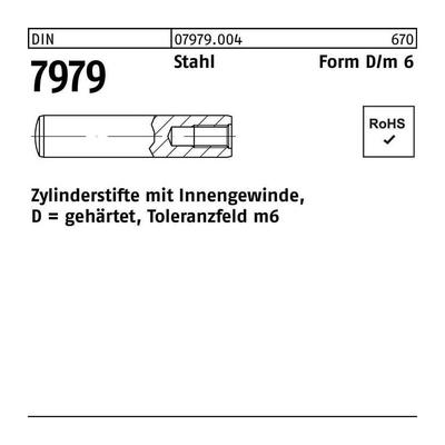 Zylinderstift DIN 7979 m.Innengewinde D 6 x 45 Stahl gehärtet Toleranz m6 Image