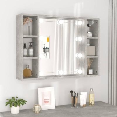 Bonnevie - Spiegelschrank mit LED,Bad Hängeschrank,Wandschrank Betongrau 76x15x55 cm CCA234170 Image