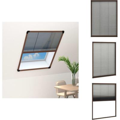 Insektenschutz-Plissee für Fenster Aluminium Braun 80x120 cm - Dachfensterschutz - Insektenschutz Image