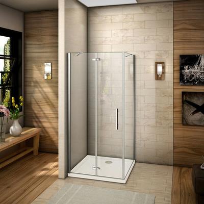 80cm Tür mit 80cm Seitenwand H.195cm Duschkabine Scharniertür Duschabtrennung 6mm nano Glas Dusche Image