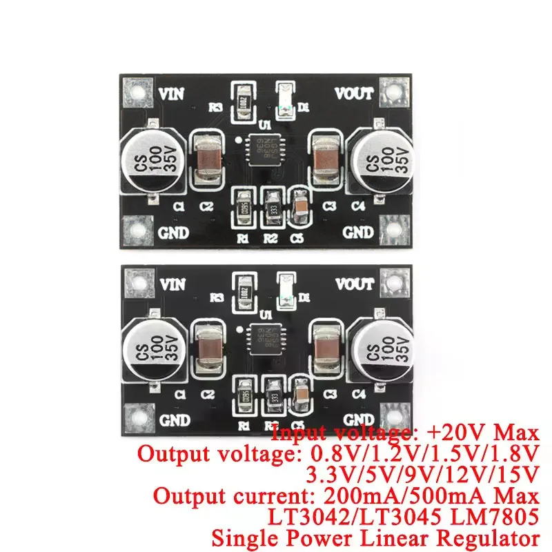 5 Stück/1 Stück LT3042 LT3045 Single Power Linearreglermodul 3,3 V 5 V 12 V geräuscharme Welligkeit Radiofrequenz-Leistungsplatine 200 mA 500 mA Image