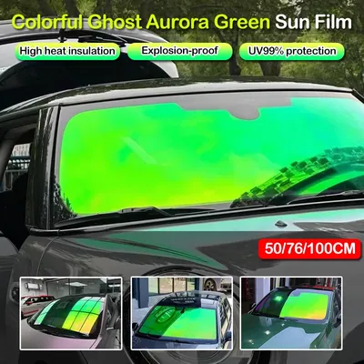 Automotive Farbwechsel Chameleon Aurora Green Fensterfolie 64 % VLT Hohe Isolierung Autoaufkleber UV-blockierende Windschutzscheiben-Solarfolie Image
