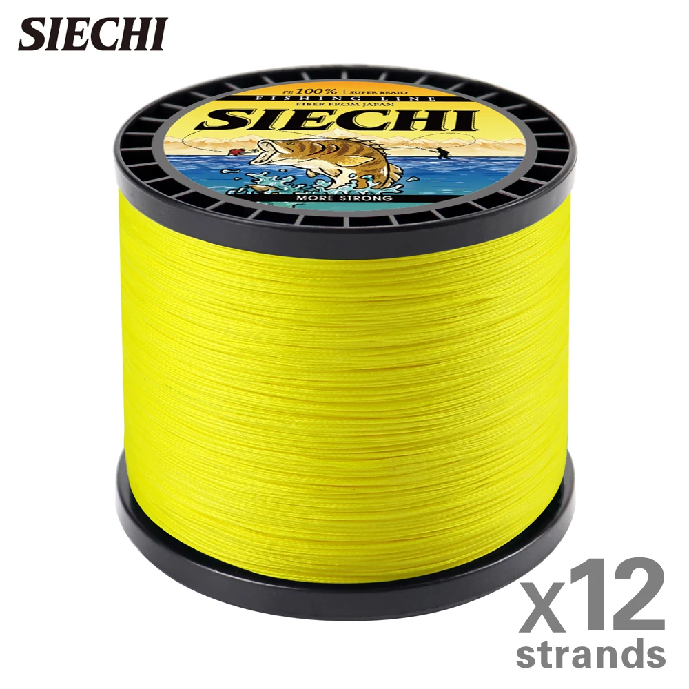 SIECHI Superstarke 12 Stränge geflochtene Angelschnur X12 PE-Schnur 300 m 500 m 1000 m Multifilament abriebfeste Angelschnüre Image