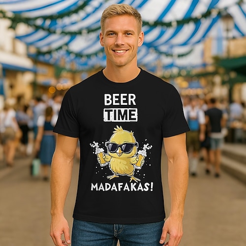 T-Shirt Grafikdrucke Bayerisch Streetstyle T-Shirt Ärmel Grafik für Herren Erwachsene Heißprägen für Oktoberfestbier Alltagstauglich Image