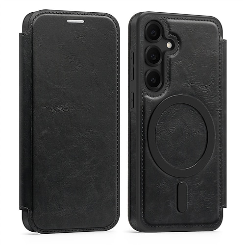 Handy Hülle Handyhüllen Für Samsung Galaxy S25 S25 Edge S24 S24 FE S23 Ultra Plus S22 Magnetische Adsorption Flip-Cover Unterstützt kabelloses Laden Kartenfach Stoßfest TPU PC PU-Leder Image