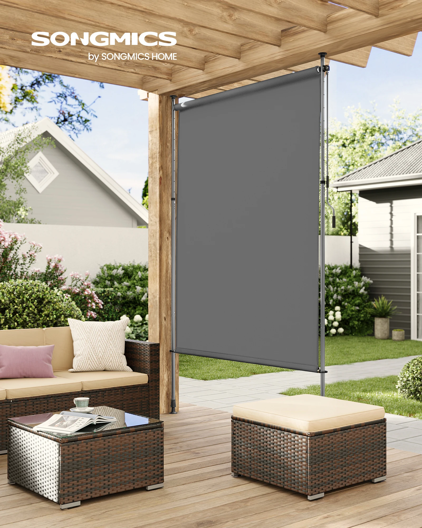 SONGMICS Senkrechtmarkise, höhenverstellbar, kein Bohren erforderlich Image