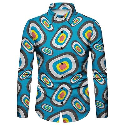 Retro Vintage 1970er Hemd Disco Geometrisch Psychedelisch Herren Halloween Karneval Musikfestival Pride Parade Erwachsene Hemd Image