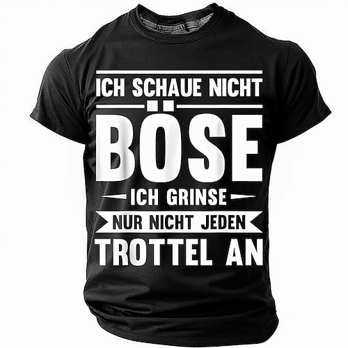 Männer Spaß T-Shirt Ich sehe nicht wütend aus ich lächle nur nicht jeden Idioten an sarkastischer deutscher Slogan Grafik Kurzarm Image