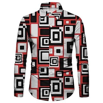 Retro Vintage 1970er Hemd Disco Geometrisch Psychedelisch Herren Halloween Karneval Musikfestival Pride Parade Erwachsene Hemd Image