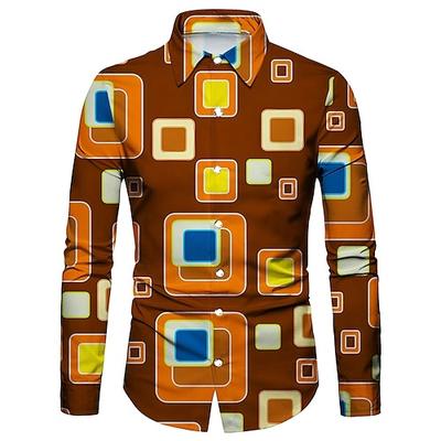 Retro Vintage 1970er Hemd Disco Geometrisch Psychedelisch Herren Halloween Karneval Musikfestival Pride Parade Erwachsene Hemd Image