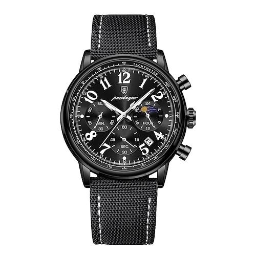 Sportuhr für Mann wasserdicht leuchtend Chronograph Datum Herrenuhren Quarz Nylon Leder Herrenuhr