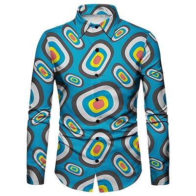 Retro Vintage 1970er Hemd Disco Geometrisch Psychedelisch Herren Halloween Karneval Musikfestival Pride Parade Erwachsene Hemd Image