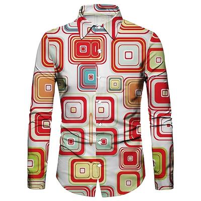Retro Vintage 1970er Hemd Disco Geometrisch Psychedelisch Herren Halloween Karneval Musikfestival Pride Parade Erwachsene Hemd Image