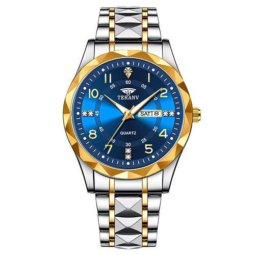 eine neue digitale, rautenförmige Zifferblatt elegante Herren-Quarzuhr - IPX7 wasserdicht Bewertung leuchtende Datums- und Tagesanzeige Legierungsarmband - modisch und trendig vielseitig für Image