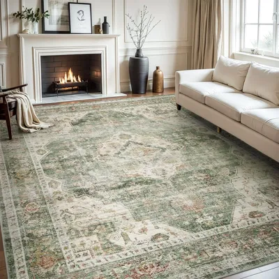 Area Rug Rugs for Living Room-Vintage Soft Rugs for Bedroom-Non Slip Carpet-Machine Washable Rug for
