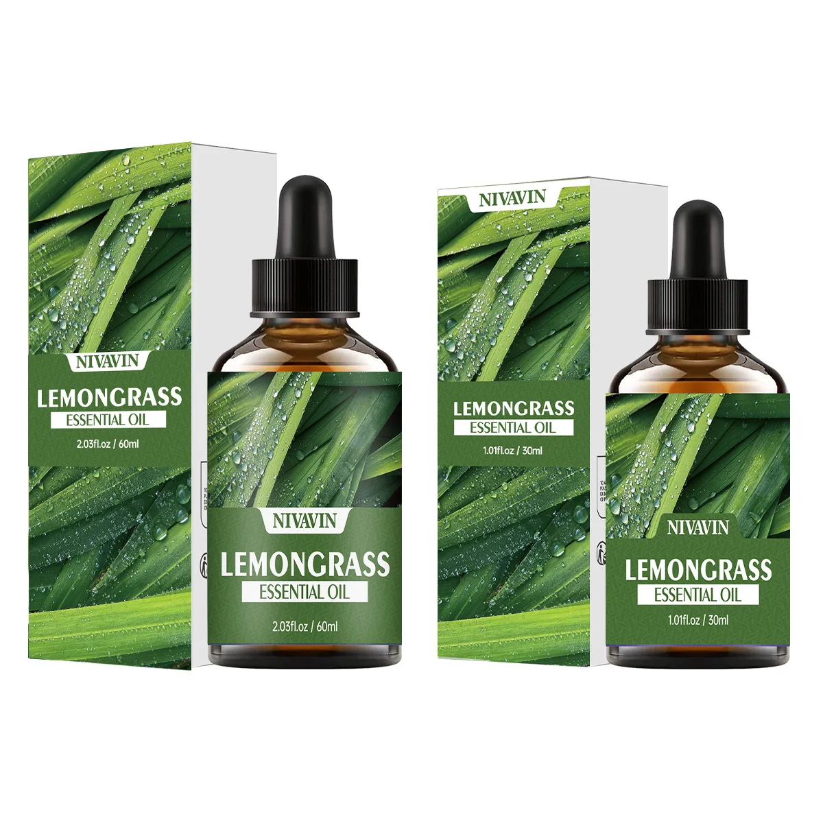 NIVAVIN 30 ml/60 ml extrait de plante de citronnelles huile essentielle de soin de la peau du visage, parfum riche et durable, soin du corps hydratant